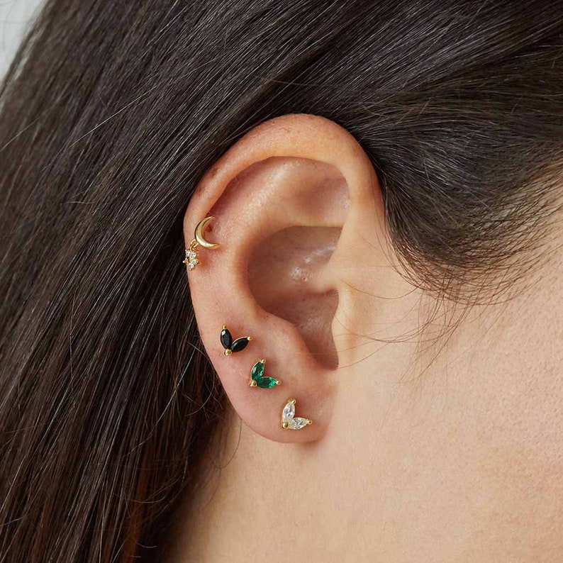 Tiny studs, dainty studs, green stone earrings, small gold earrings, delicate stud earrings, minimal gold studs, dainty gold earrings image 6