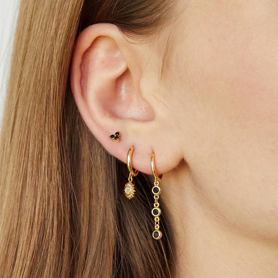 Dainty Earrings Hoop Earrings Chain Hoop Earrings Dangle Etsy