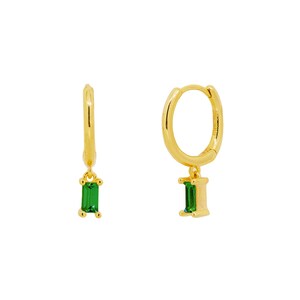 Small hoop earrings, gold hoop earrings, green emerald hoops, dainty earrings, sterling silver earrings, huggie hoop earrings, hoop earrings Gold