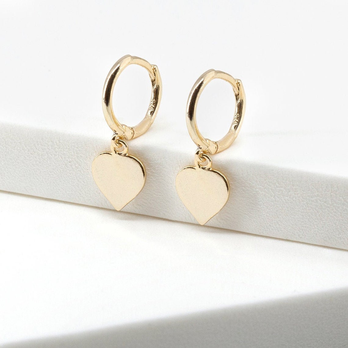 Heart Hoop Earrings Heart Charm Hoops Charm Heart Earrings Etsy