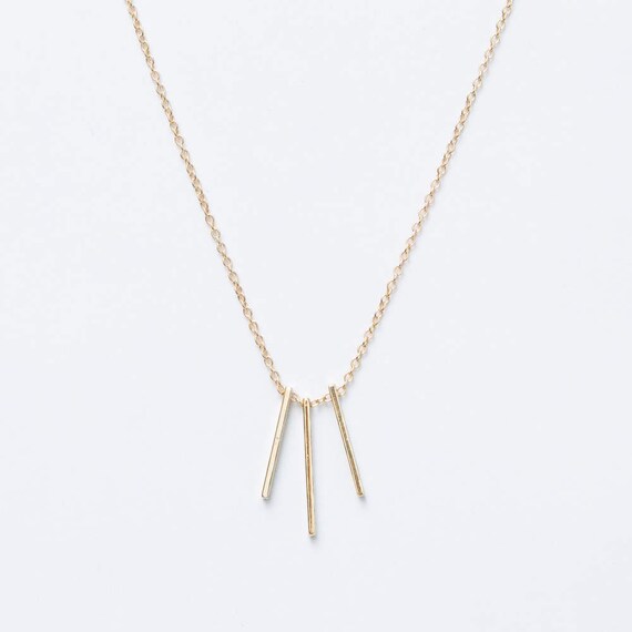 Three Bar Necklace Vertical Bar Necklace Minimal Layering Necklace Minimalist Necklace Dainty Necklace Triple Gold Bar Necklace Etsy