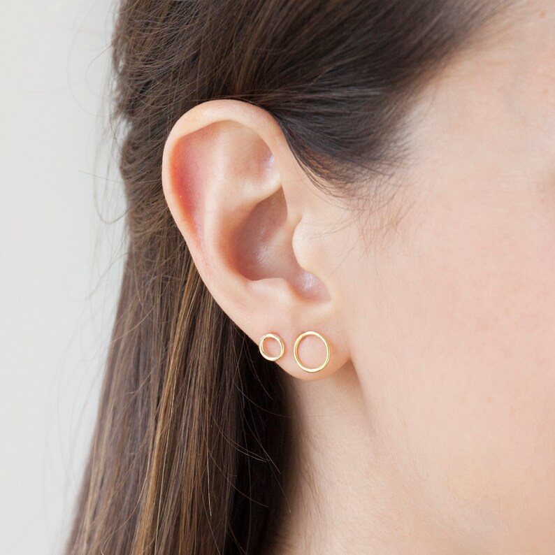 Open Circle Earrings Stud Earrings Circle Stud Earrings Etsy