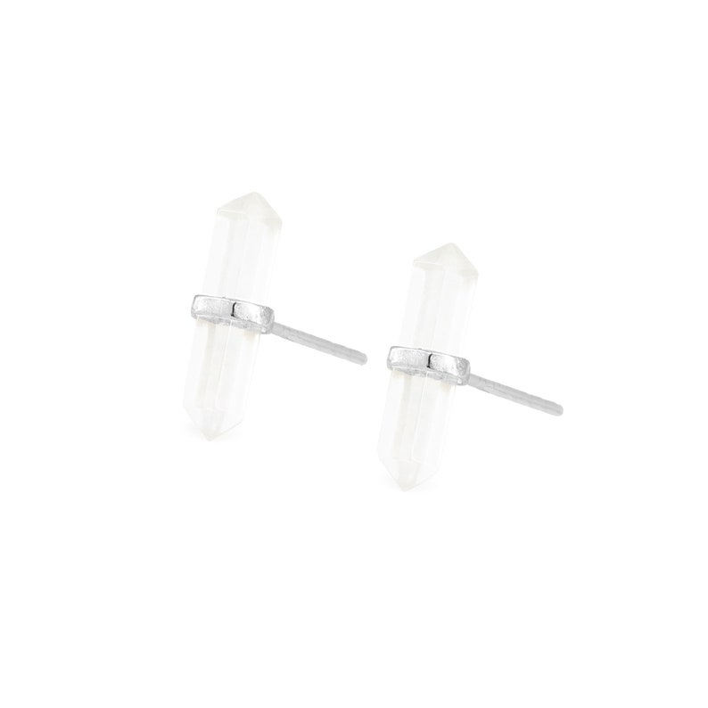 Quartz Earrings Quartz Studs Clear Quartz Earrings Crystal Etsy