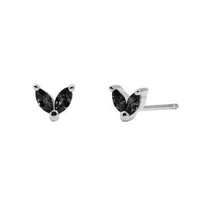 Tiny studs, small stud earrings, dainty studs, delicate studs, black stone earrings, butterfly earrings, dainty gold studs, cz studs Silver