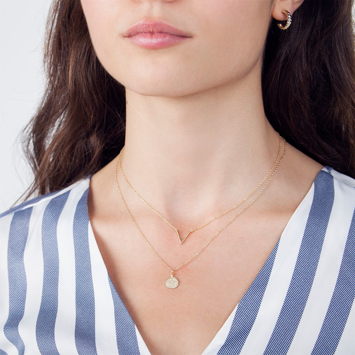 Gold V necklace minimalist necklace dainty V necklace gold Etsy