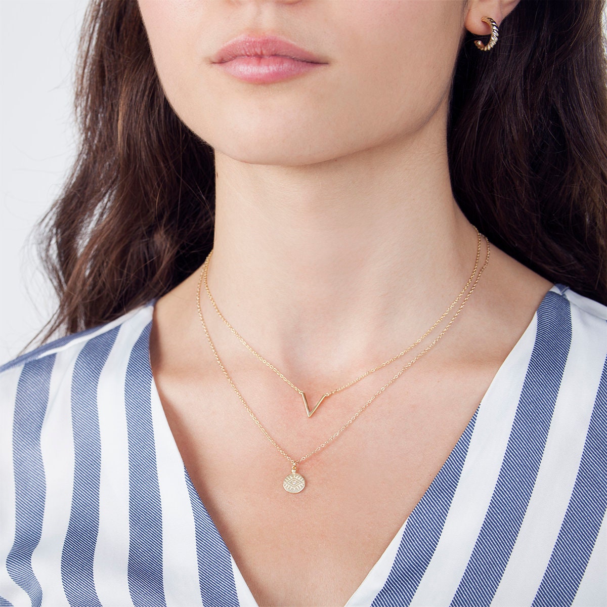 Gold V necklace, minimalist necklace 