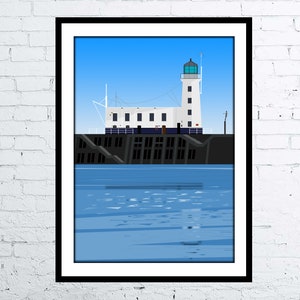 Scarborough Lighthouse Art print - North Yorkshire, England - digital art print