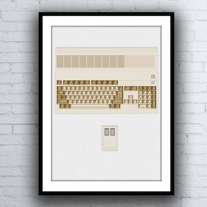 Commodore Amiga 500 Computer and Mouse Digital Art Computer Poster / Print