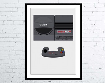 Commodore Amiga CD32 and Gamepad Poster Computer Poster Digital Art Poster / Print