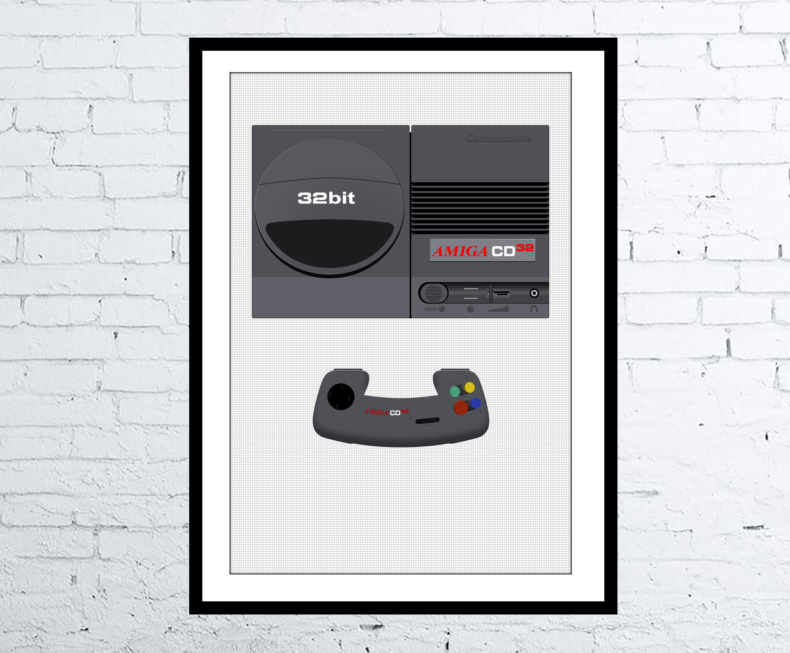 Commodore Amiga CD32 and Gamepad Poster Computer Poster Digital Art Poster / Print