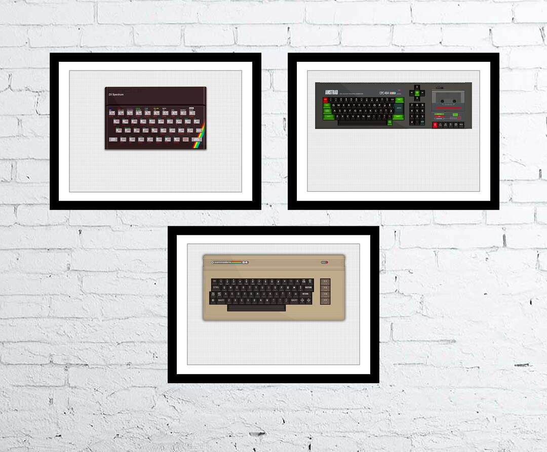 Computer Drawing Poster Image Photorealistic Drawings Classic Computer Poster Set - Etsy