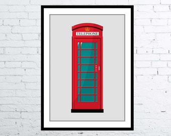 Photorealistic drawing Classic British Red Phonebox Poster Digital Art Poster / Print Nostalgic Living Room Art