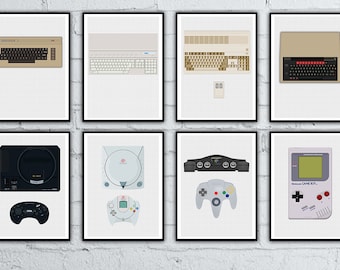 Retro Consoles / Computers Poster Set Choose from 50 Designs available!