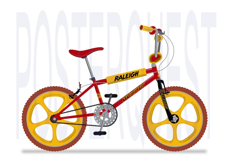 Photorealistic Drawing Raleigh Burner BMX Pop Art Retro Drawing Poster