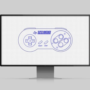 SNES Controller Blueprint Computer Poster Retro Digital Download
