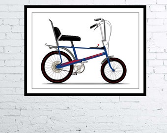 Disegno fotorealistico Raleigh Chopper Mk2 Pop Art Retro Drawing Poster Digital Art Poster / Print Nostalgic Eighties
