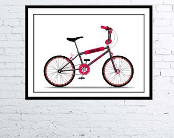 Disegno fotorealistico Raleigh Burner "Night Burner" Pop Art Retro Disegno Poster Arte digitale Poster / Stampa Nostalgico anni Ottanta