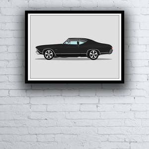 Chevrolet Chevelle SS Super Sport Drawing Digital Art Poster / Print