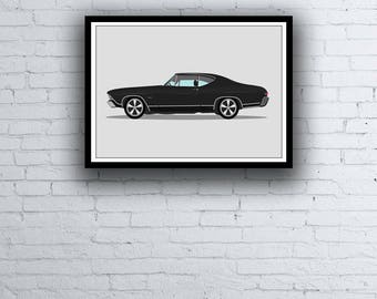 Chevrolet Chevelle SS Super Sport Drawing Digital Art Poster / Print