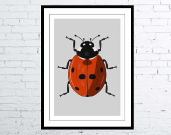 Photorealistic Drawing Ladybird Digital Art Poster / Nature Print