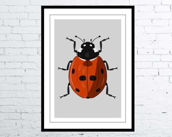 Disegno fotorealistico Ladybird Digital Art Poster / Nature Print