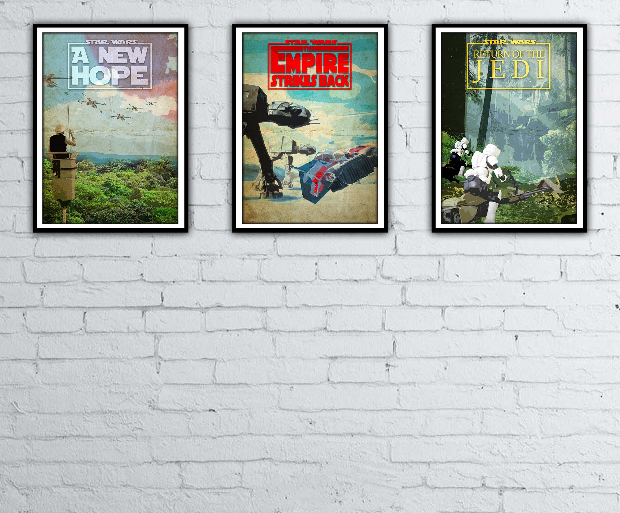 Star Wars Trilogy Poster Triple Pack 3x *Framed* Large Posters 90cm x 60cm