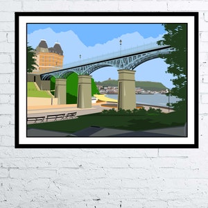 Scarborough Spa Bridge and Grand Hotel - North Yorkshire, England - digitaler Kunstdruck