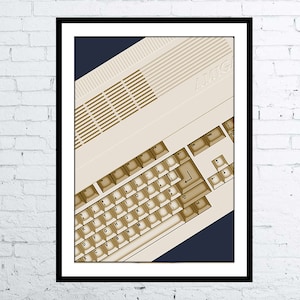 Disegni fotorealistici Commodore Amiga 500 Computer Digital Art Computer Poster / Colorful Print per mancave. Fan anni Ottanta