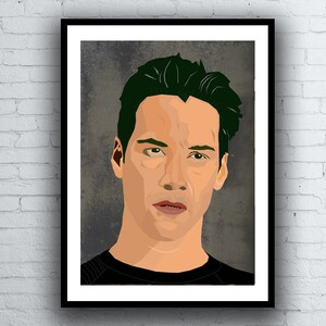 Keanu Reeves Portrait Handdrawn Vector Image Poster Print