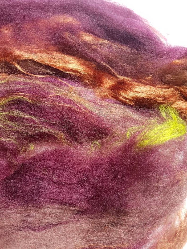 Dracula 'Jonathan Harker' Art Batt: Maroon, Green, and Auburn Spinning Fibre (50g) image 6