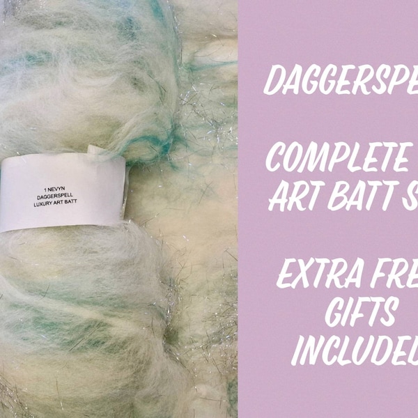 Daggerspell Complete Set of 26 Hand Carded Art Batts plus 2 Secret Colours / Fiber Batt / Spinning / Felting Wool