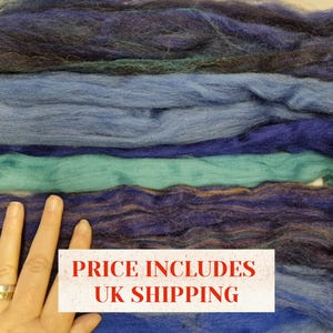 120g Blue Mix Merino Roving for Felting and Spinning, No Cut Ends