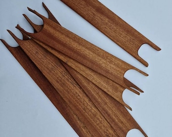 Navette de tissage en bois dur de sapelli sculptée à la main, aiguille à tapisserie