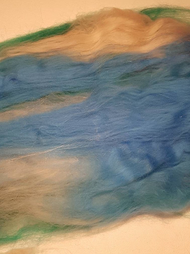 Handcarded Batt Box Of Delights 9 A Travelling Man Blue Green White Cobalt Turquoise 50g Spinning Fibre Felting Fiber