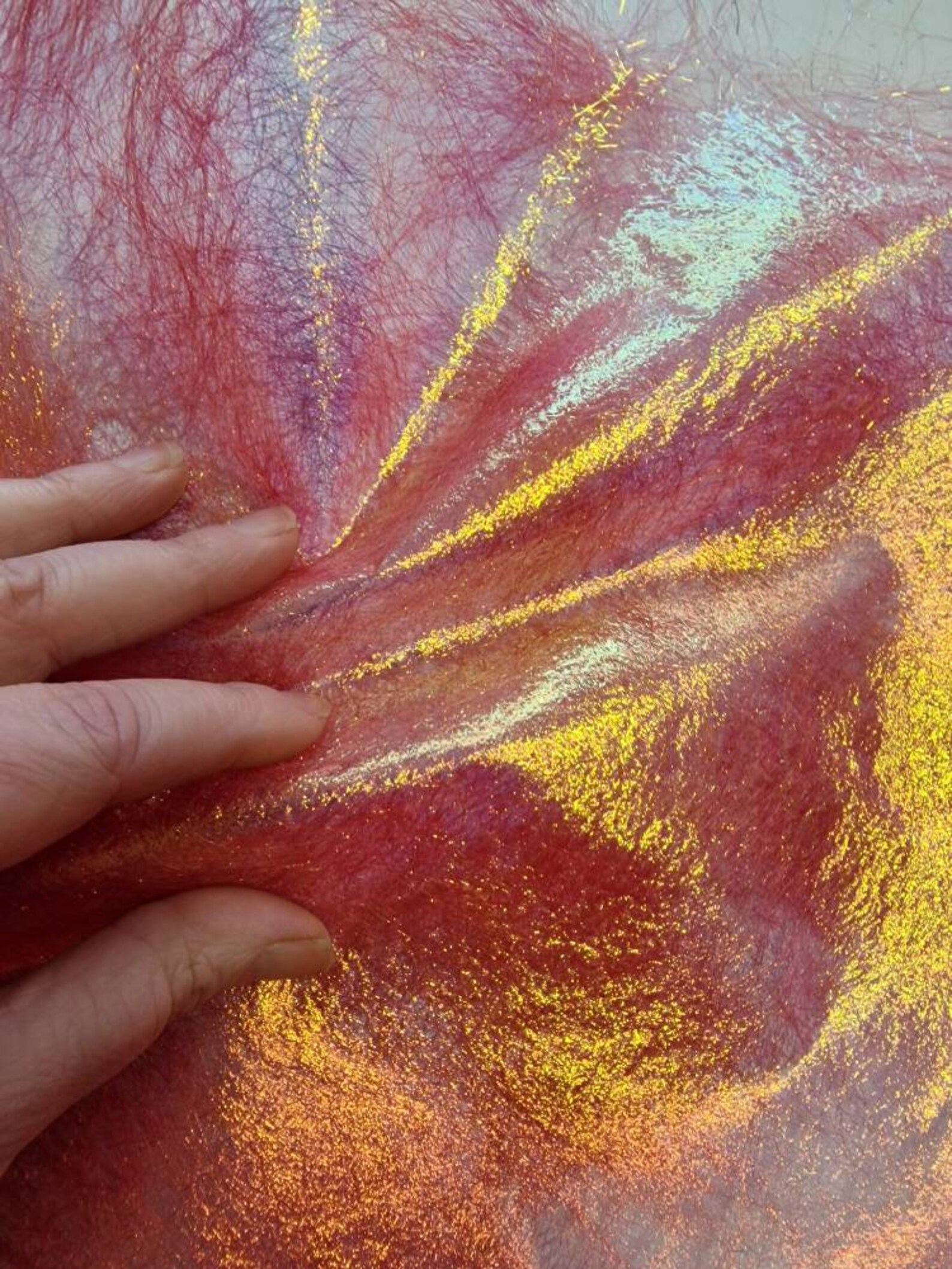 Láminas brillantes iridiscentes de color rosa frambuesa - Material para ...
