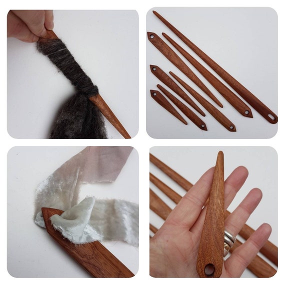  5 PCS Big Eye Knitting Needles, Wood Weaving Crochet Needle  Hand Loom Stick Wooden Knitting Fork Eye Needle Tapestry Weaving Loom Tool