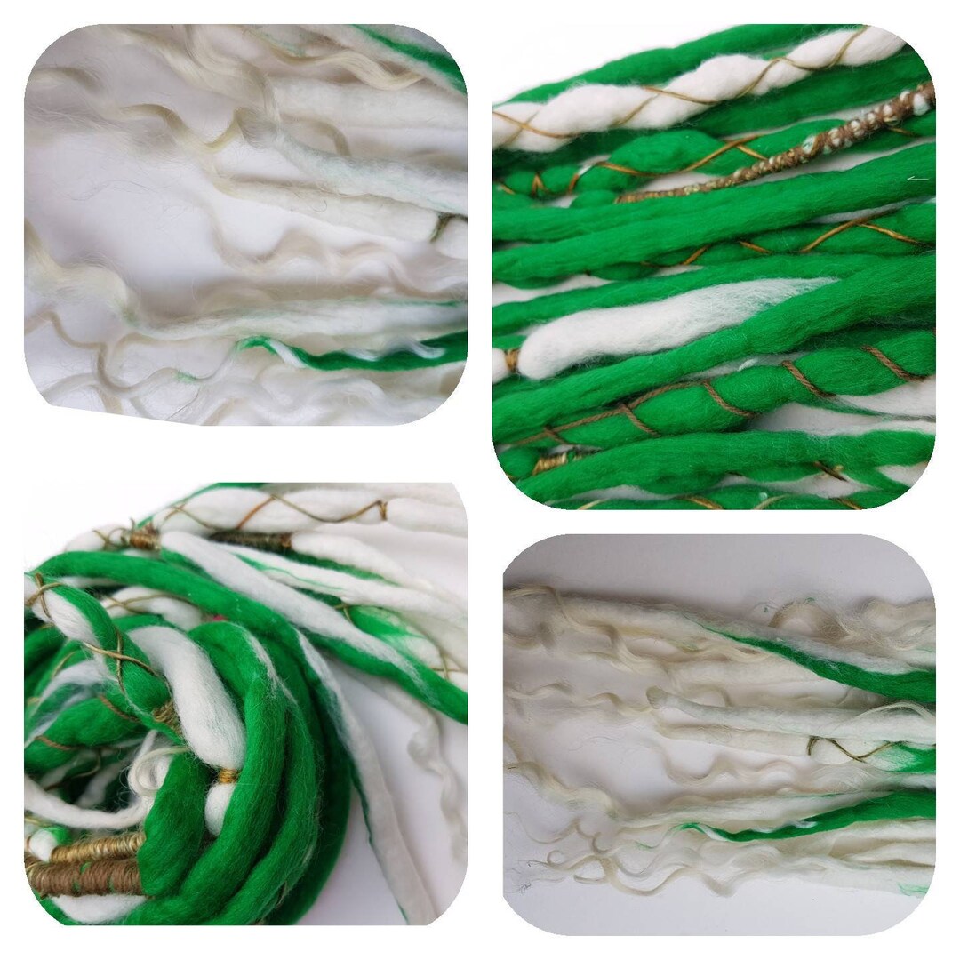 Green Wool Dreadlocks / 48 Inch / 10 Pure Wool Dreadlocks / Etsy