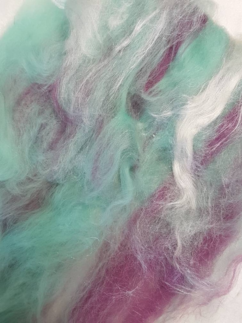 Handspun White Art Yarn Box Of Delights 20 The Royal Fortune Mint Purple Silver Lilac 50g Luxury Knitting Luxury Crochet