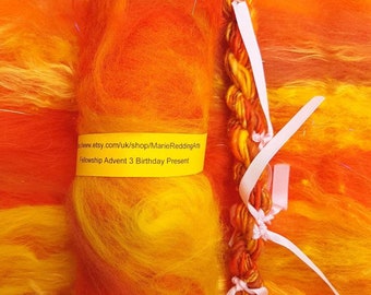 Oranje art Batt/3 verjaardagscadeau/goud/geel/vuurwerk/Dragon/vulkaan/lava/vlammen/50g/Spinning Fibre/vilten Fiber