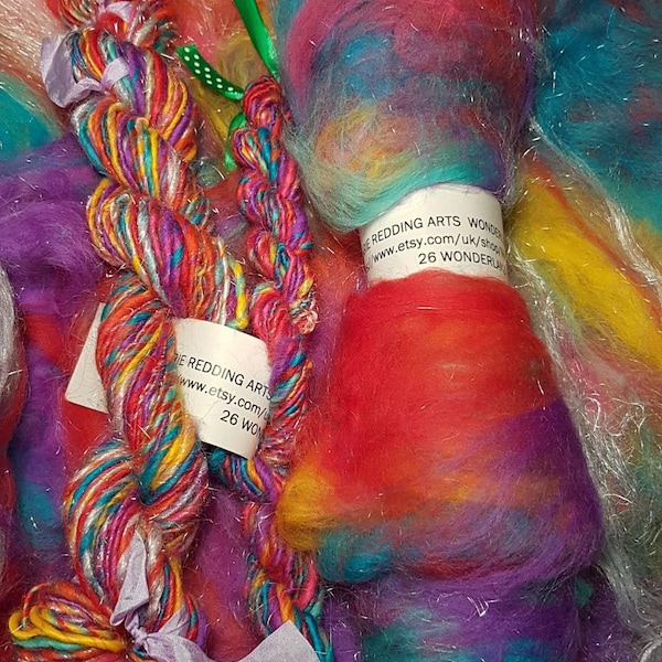 Wonderland Art Batt / 26. Wonderland / Felting Fibre / Needle Felting / Spinning Fibre / 50g / Wool batts / Spinning batt / carded wool