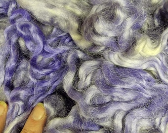 50g Pure Mohair Roving / Regenbui / Hand geverfd / Zeeschuim / Vilten / Cadeau / Spinnen / Vezelcadeau / PLASTICVRIJe verpakking