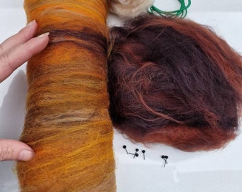 Highland Kuh Nadelfilz Faser Pack Nur / Tierische Faser / 70g / Glasaugen / Spinnfaser / Nassfilzen /Nassfilzen