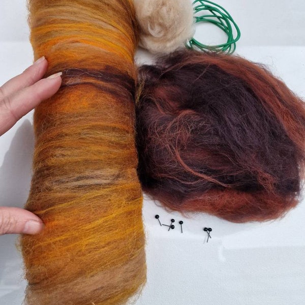 Highland Cow Needle Felting Fibre Pack Only / Animal Fibre / 70g / Glass Eyes / Spinning Fibre / Wet Felting /Needle Felting