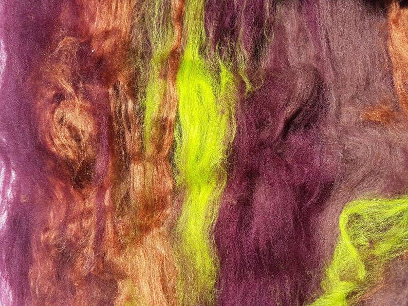 Dracula 'Jonathan Harker' Art Batt: Maroon, Green, and Auburn Spinning Fibre (50g) image 10
