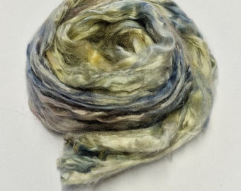 Dusk Rainbow Mulberry Silk Tops / A1 Mulberry Silk Roving / 10g / Grey / Silk Brick / Felting / Spinning Silk / Weaving / HandDyed Silk