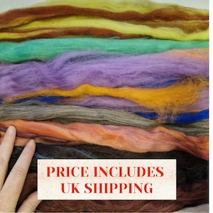 110g Merino Wolle Kammzug, Herbst Erdtöne Mix, Spinnfilzfaser