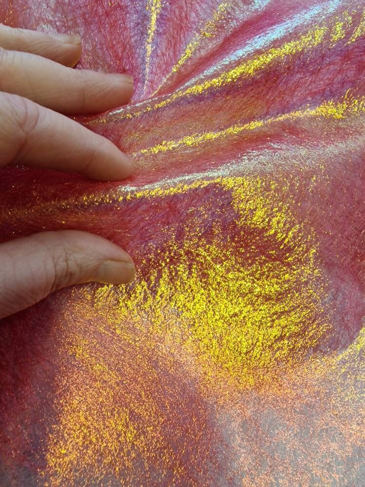 Láminas brillantes iridiscentes de color rosa frambuesa - Material para ...