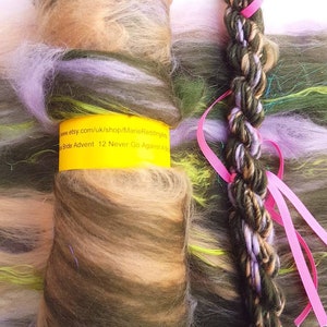 Rainbow Art Batt / 12 A Sicilian / 50g / Green / Pistachio / Lilac / Brown / Peach / Landscape / Mountain / Spinning Fibre Felting Fiber