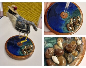 Felt Model Stand 6 Inch Round  / Felting Seascape / Armature Stand / Needle Felting / Felt Display Stand / Felt Stand / Fibre Art Stand