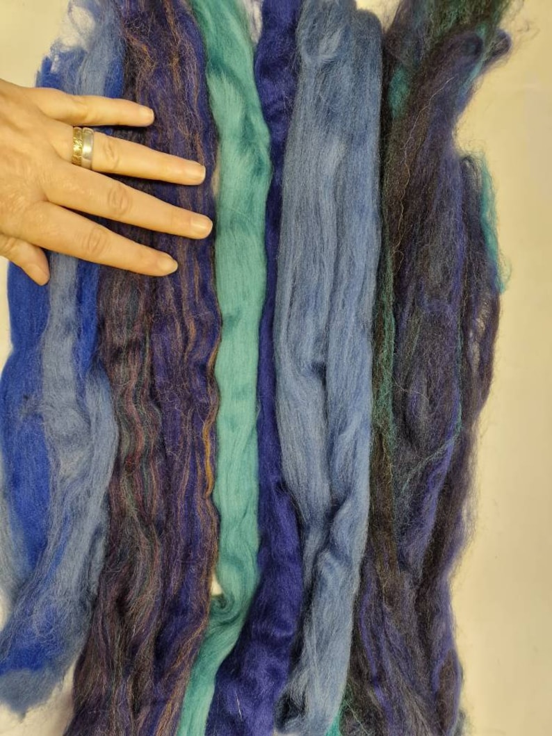 Blue Roving 120g Blue Mix Merino Roving for Felting and Spinning, No Cut Ends - Etsy